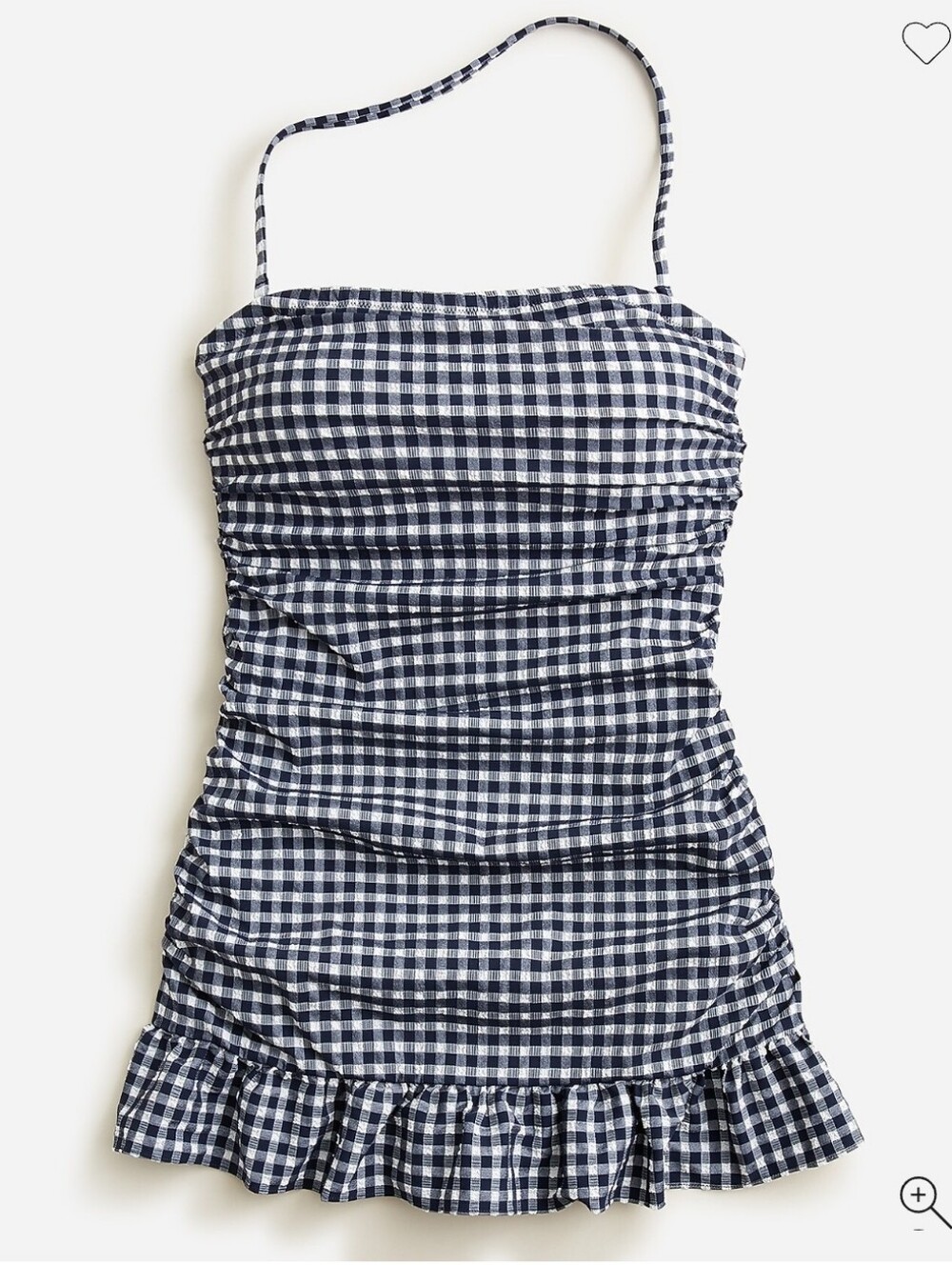 J. Crew Ruched bandeau swim dress in puckered gingham Size 8